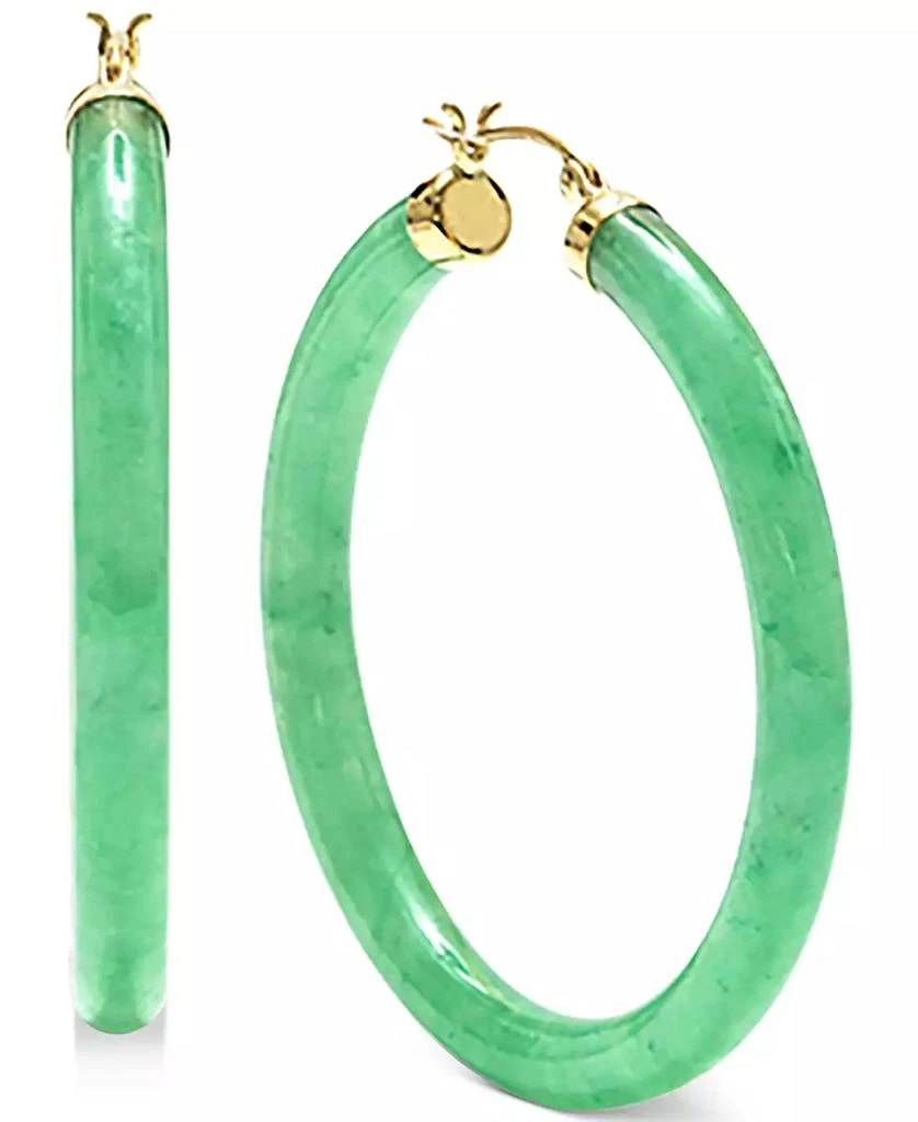 Macy's Dyed Jade (45mm) Medium Hoop Earrings in 14k Gold-Plated Sterling Silver, 1.77" 1