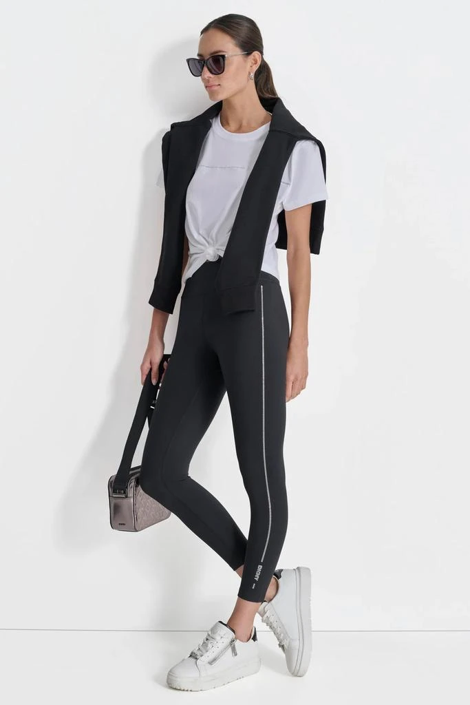 DKNY HIGH WAIST 7/8 RHINESTONE STRIPE LOGO LEGGINGS 5