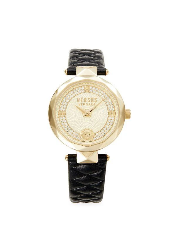 Versus Versace 36MM Covent Garden Goldtone Case, Crystal & Leather strap Watch 1