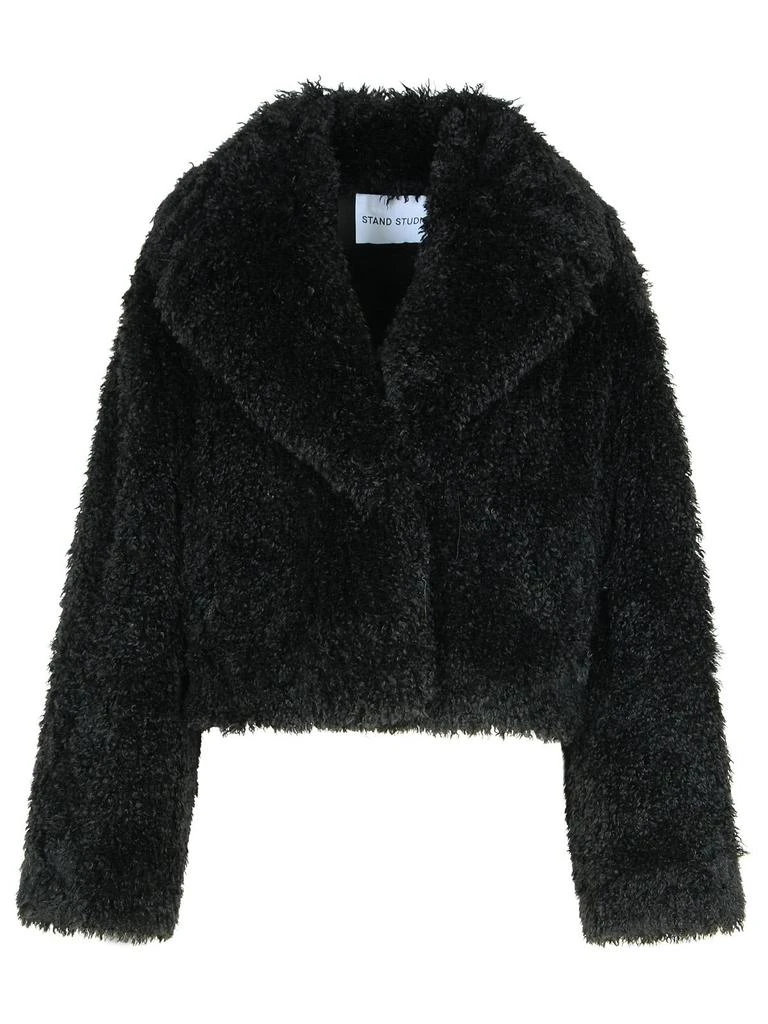 STAND STUDIO samara Black Polyester Faux Fur Coat 1