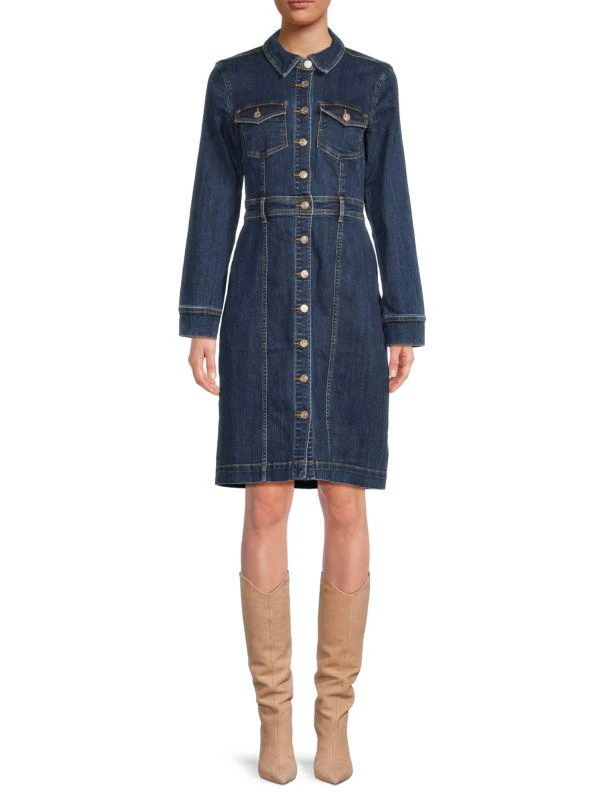 7 For All Mankind Washed Mini Denim Shirtdress 1