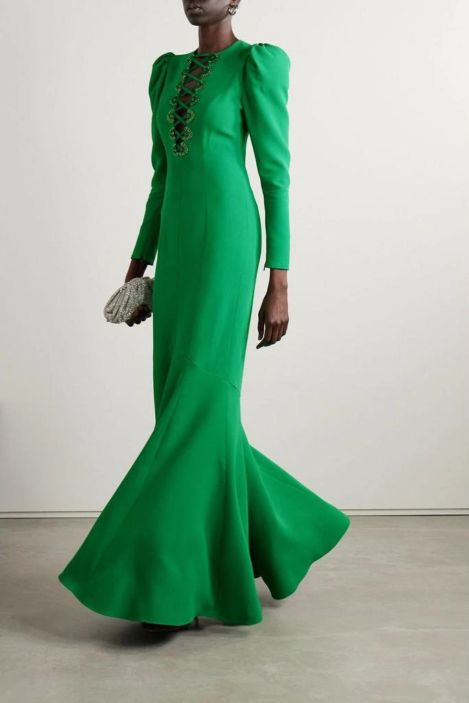 Andrew Gn Lace-up crystal-embellished crepe gown 2