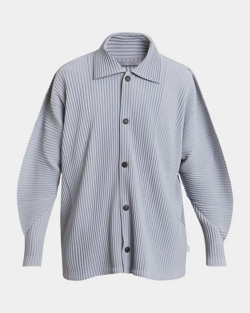 Homme Plisse Issey Miyake Men's Pleated Snap-Front Overshirt 1