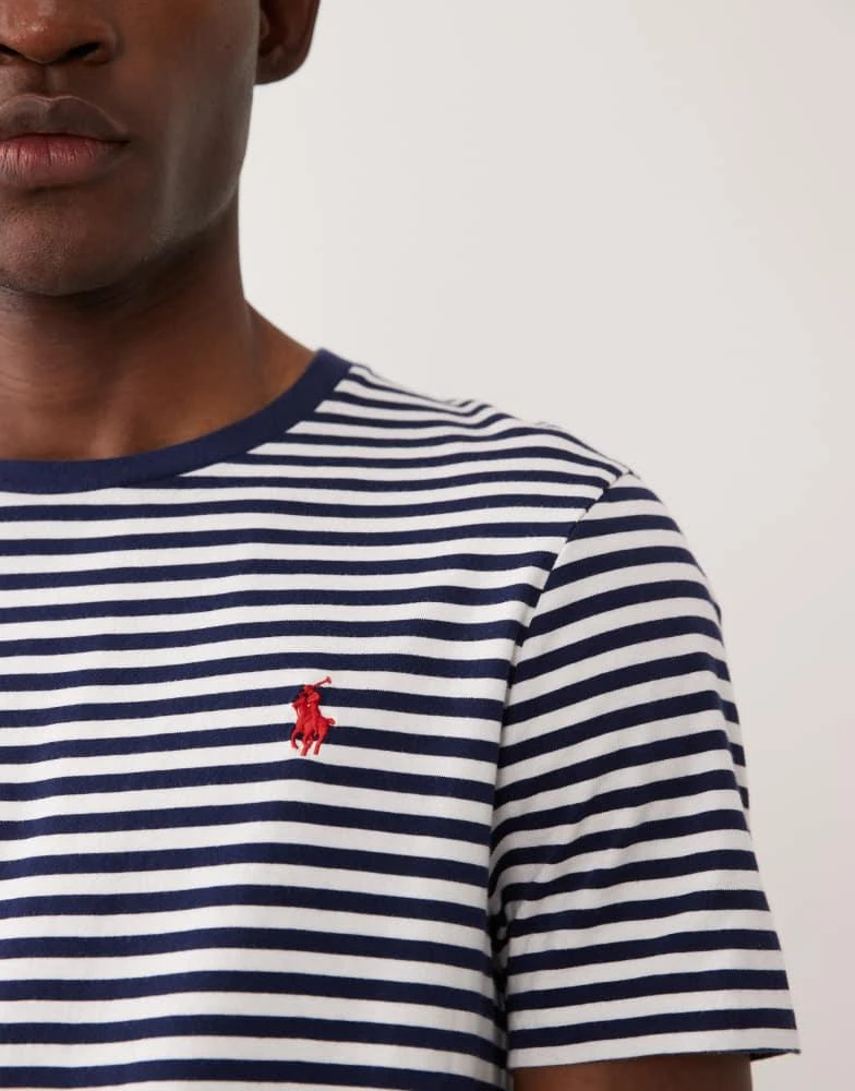 Ralph Lauren Polo Ralph Lauren icon logo stripe pima cotton t-shirt custom fit in navy 4