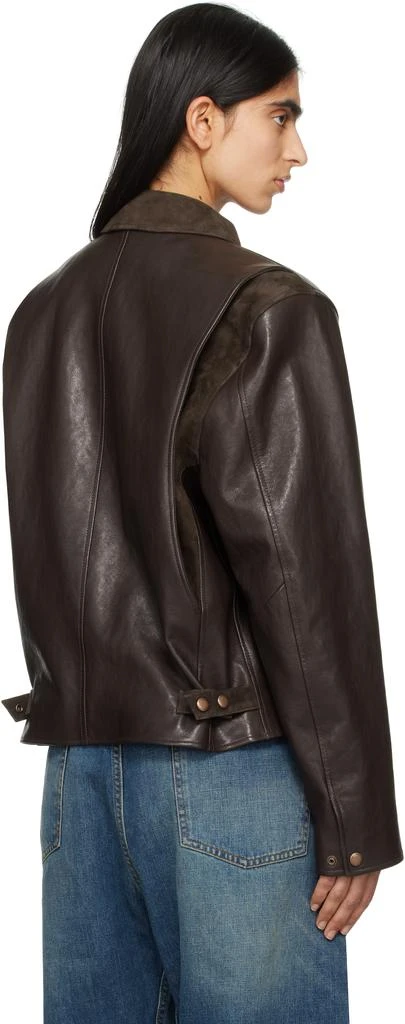 Magda Butrym Brown Zip Leather Jacket 3