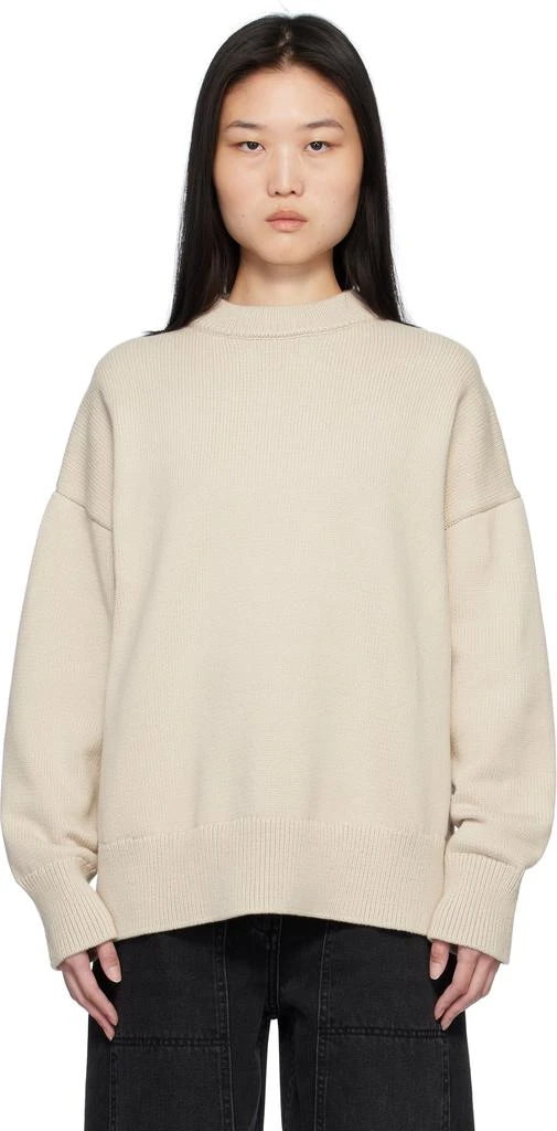 CO Beige Boyfriend Crew Sweater 1