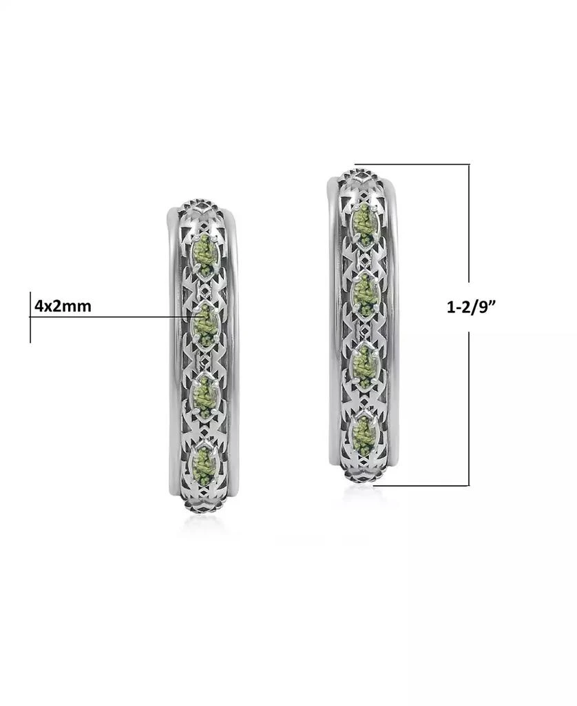 American West Jewelry Sterling Silver Green Serpentine Patterned J-Hoop 1 Inch Earrings 6