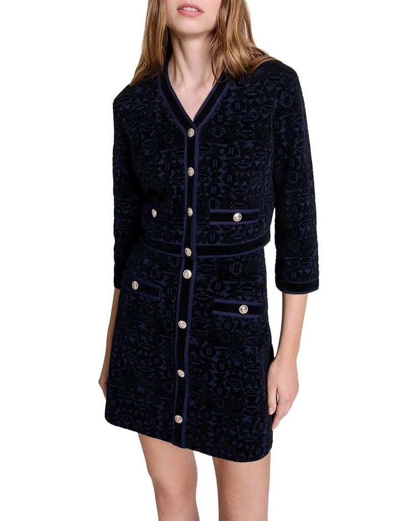 Maje Reverie Velvet Knit 2-in-1 Cardigan & Dress Set 1