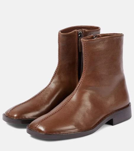 Lemaire Piped Zipped leather ankle boots 4