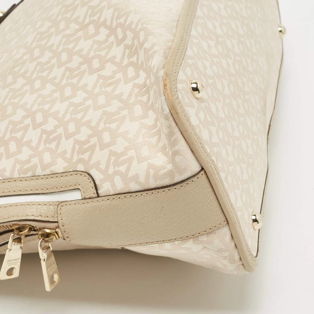 DKNY DKNY Cream/Beige Signature Canvas and Leather Dome Satchel 7