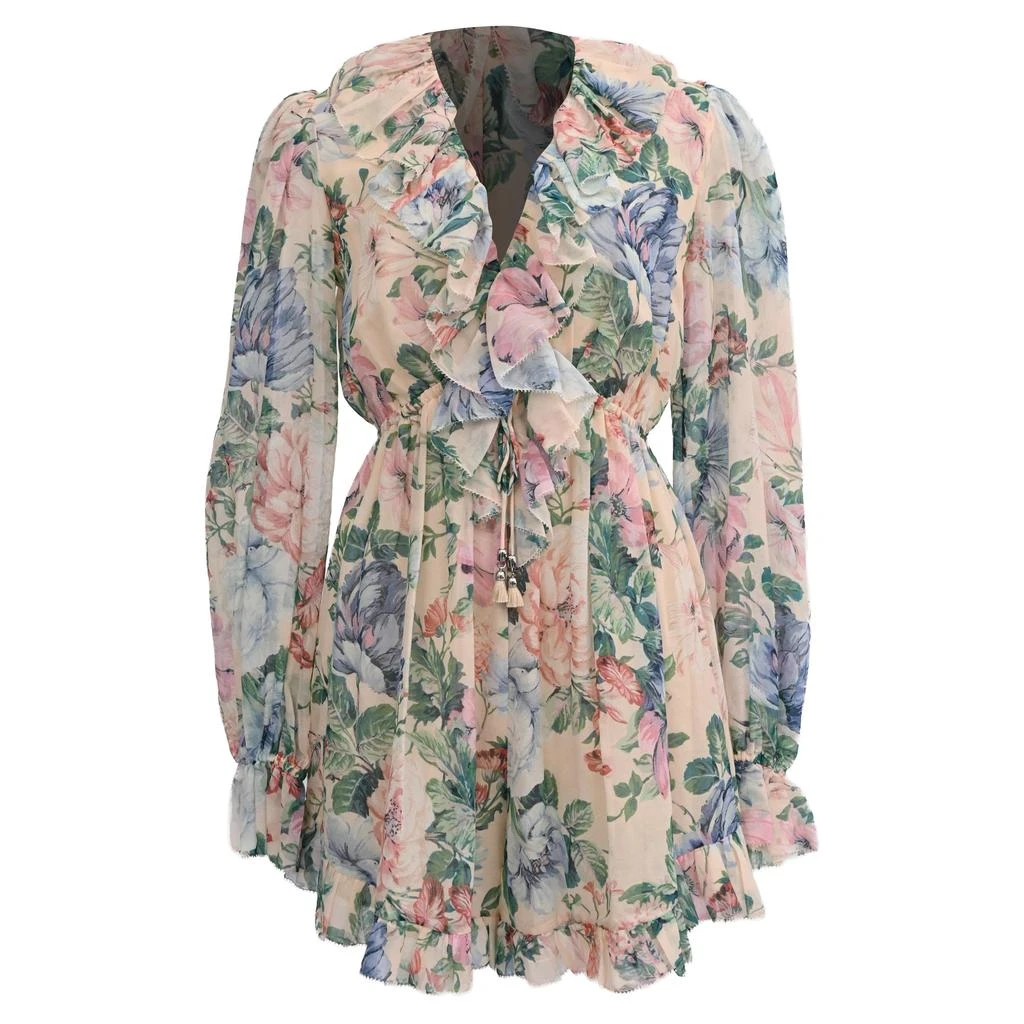 Zimmermann V-Neck Romper in Floral Print Cotton