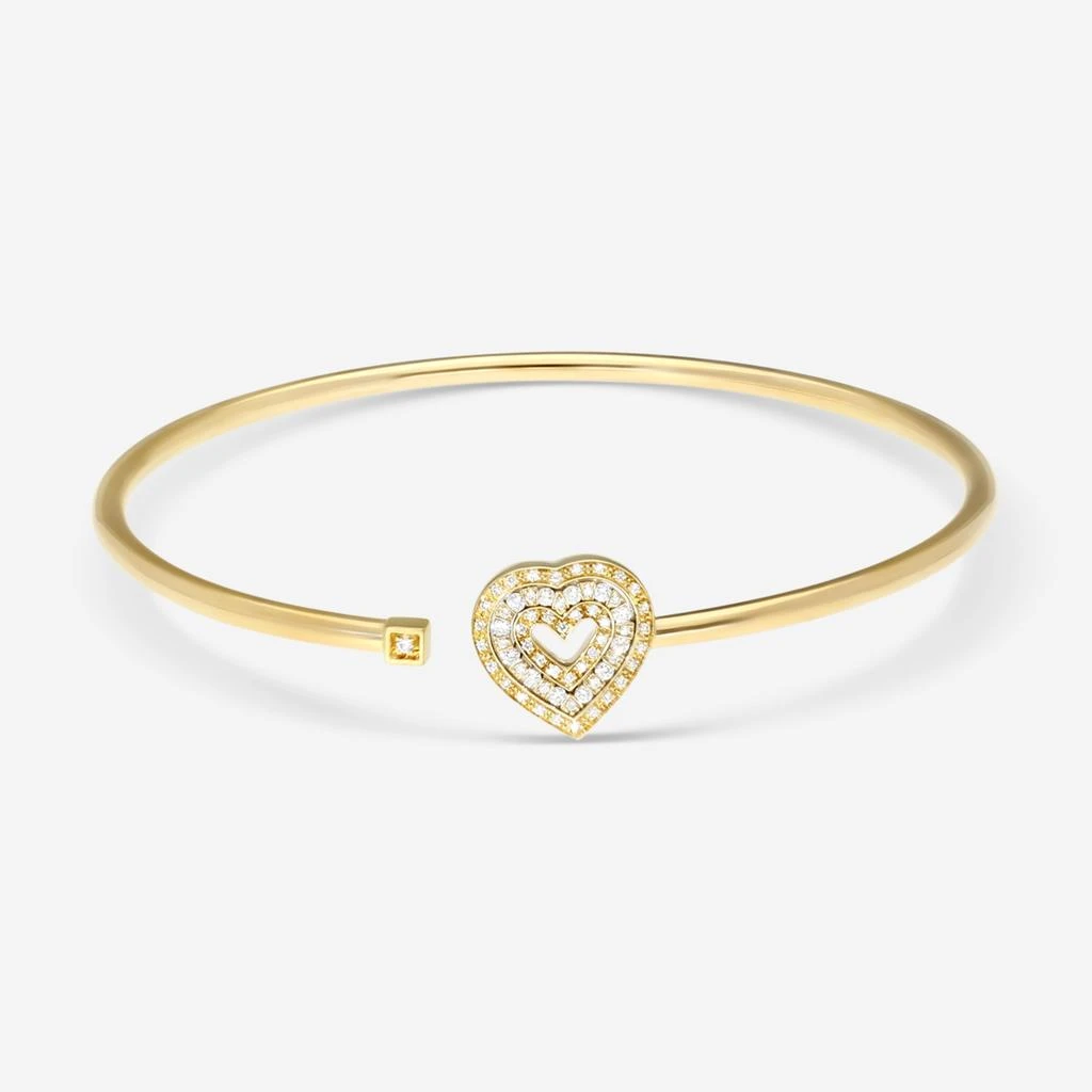Damiani Damiani 18K Yellow Gold Diamond Heart Bangle Bracelet 20083332-copy