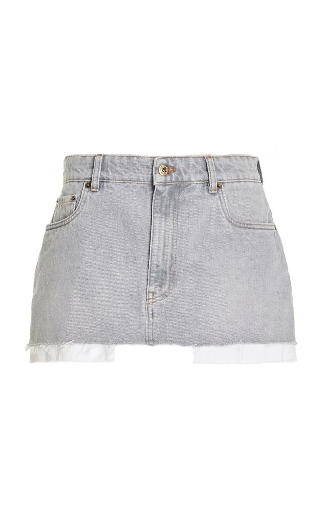 Miu Miu Miu Miu - Exposed Pocket Denim Mini Skirt - Grey - IT 38 - Moda Operandi 1