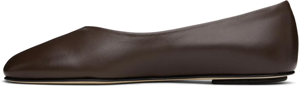 LEGRES Brown Nappa Leather Ballerina Flats 3