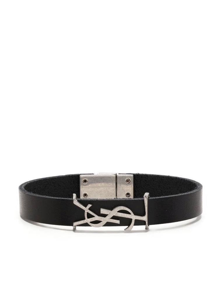 Shop BLACK LEATHER BRACELET WITH LOGO on Sale at BeyondStyle
