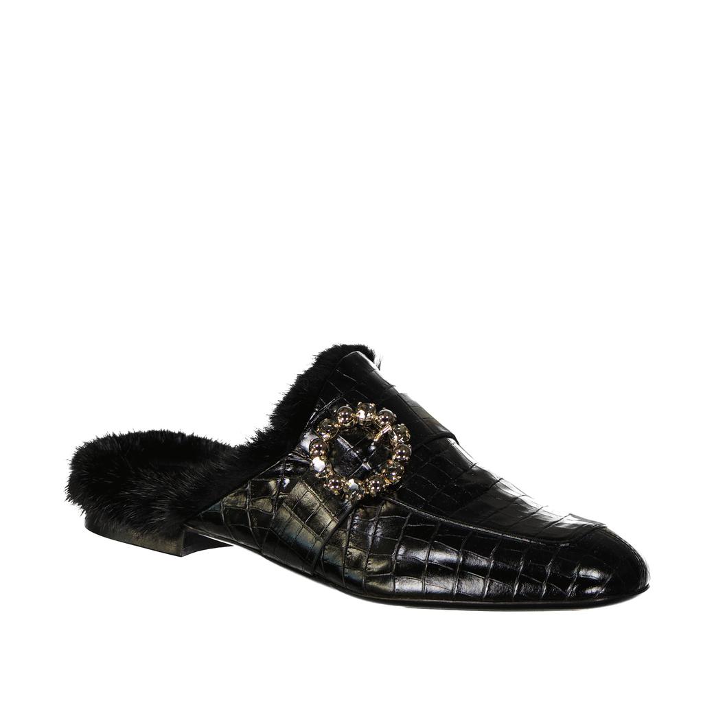 ELEVENTY Eleventy Leather Fur Mules