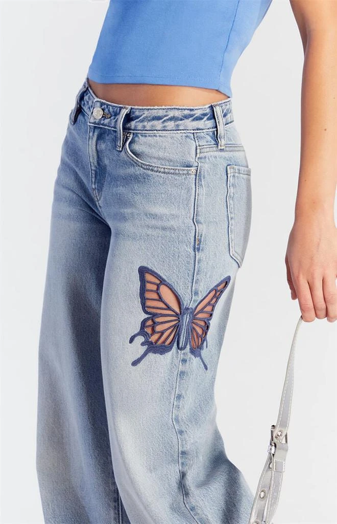 PacSun Casey Low Rise Baggy Jeans Butterfly Applique 1