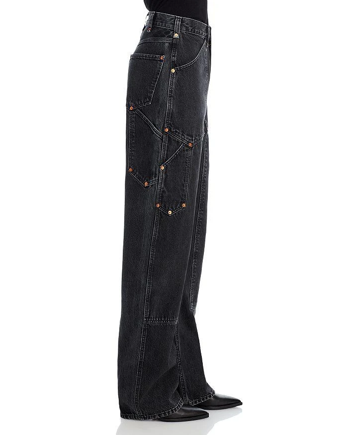 Re/Done Super High Workwear Wide Leg Jeans in Shaded Black 4