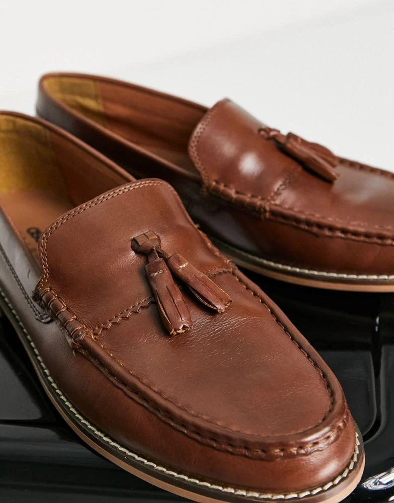 ASOS ASOS DESIGN tassel loafers in tan leather with natural sole 2