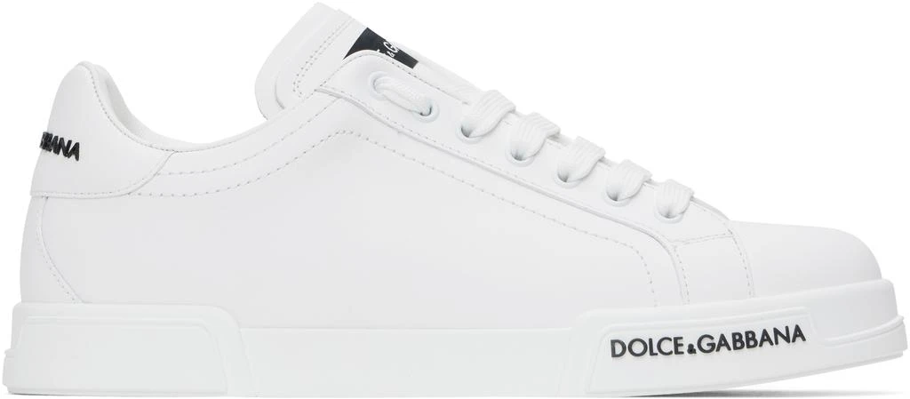 Dolce & Gabbana White Calfskin Nappa Portofino Sneakers 1