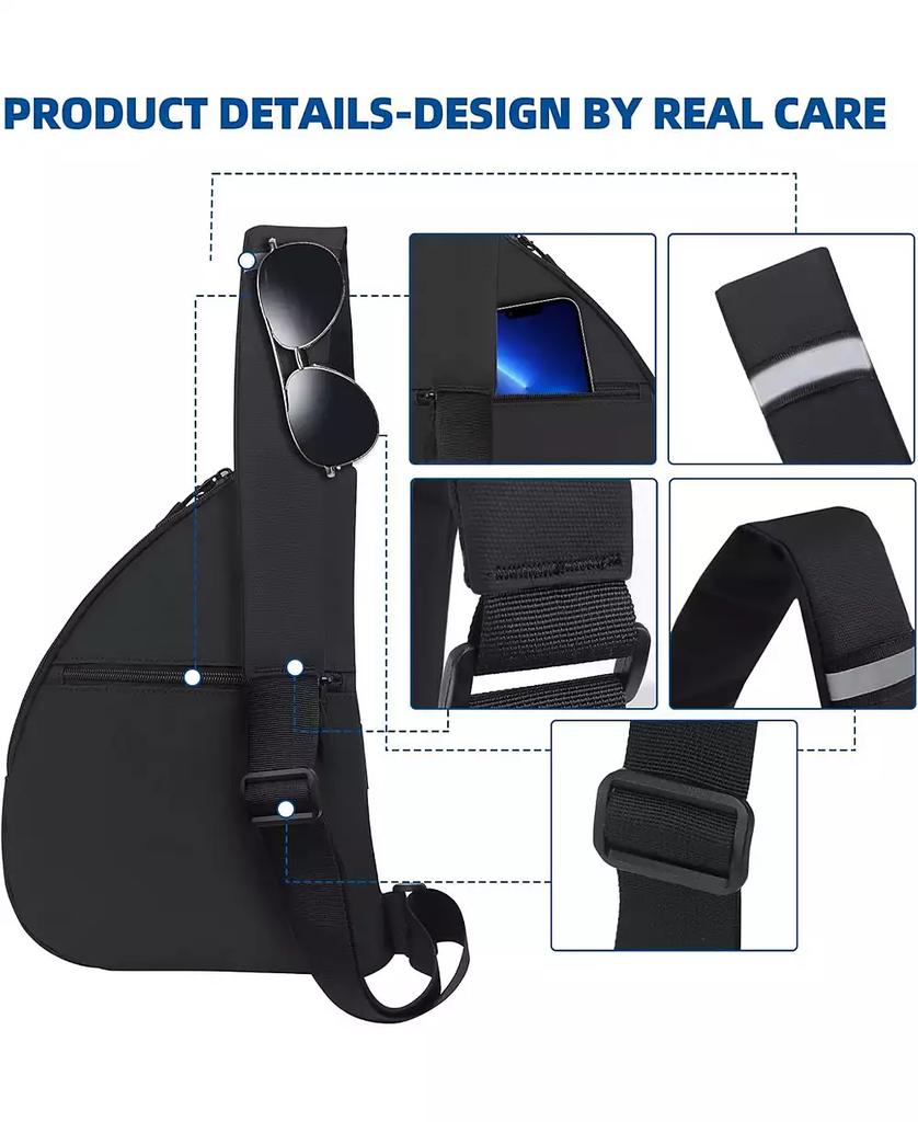 Urbanmax Anti Theft Travel Bag, Crossbody Bags Chest Sling Bag Purses for Women Men Black Right