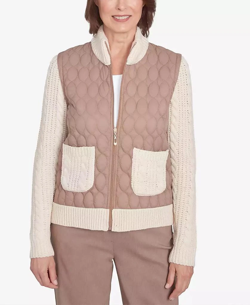 Alfred Dunner Petite Telluride Sweater Trim Quilted Jacket 1