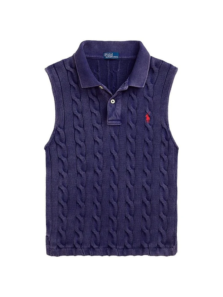 Ralph Lauren Cable-Knit Crop Polo Vest 1