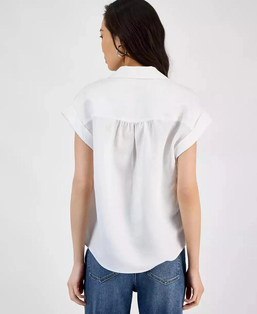 Women's Collared Cap-Sleeve Surplice Top, Exclusively at Macy's