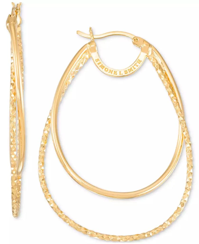 Simone I. Smith Double Polished Hoop Earrings in 18k Yellow Gold Over Sterling Silver 1