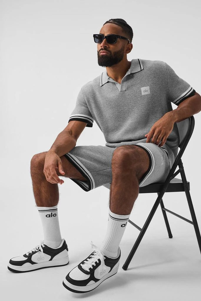 Alo Sports Club Sweater Knit Polo - Athletic Heather Grey 5