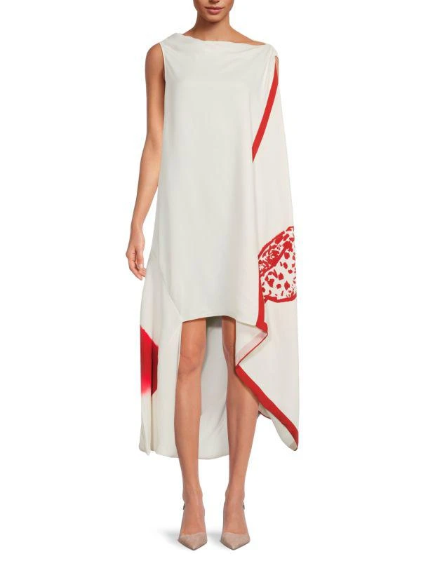 Salvatore Ferragamo Printed Asymmetrical Cotton Dress 1