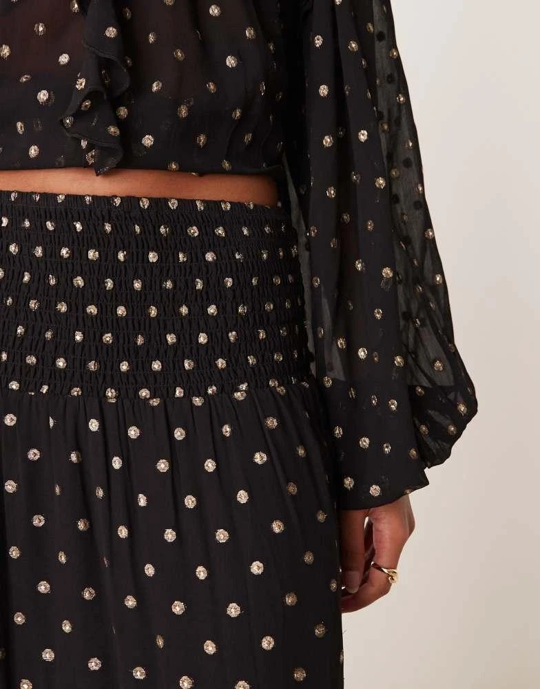 ASOS ASOS DESIGN metallic spot maxi skirt in black & gold 4