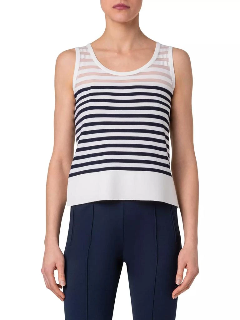 Akris Striped Wool-Blend Knit Tank 3
