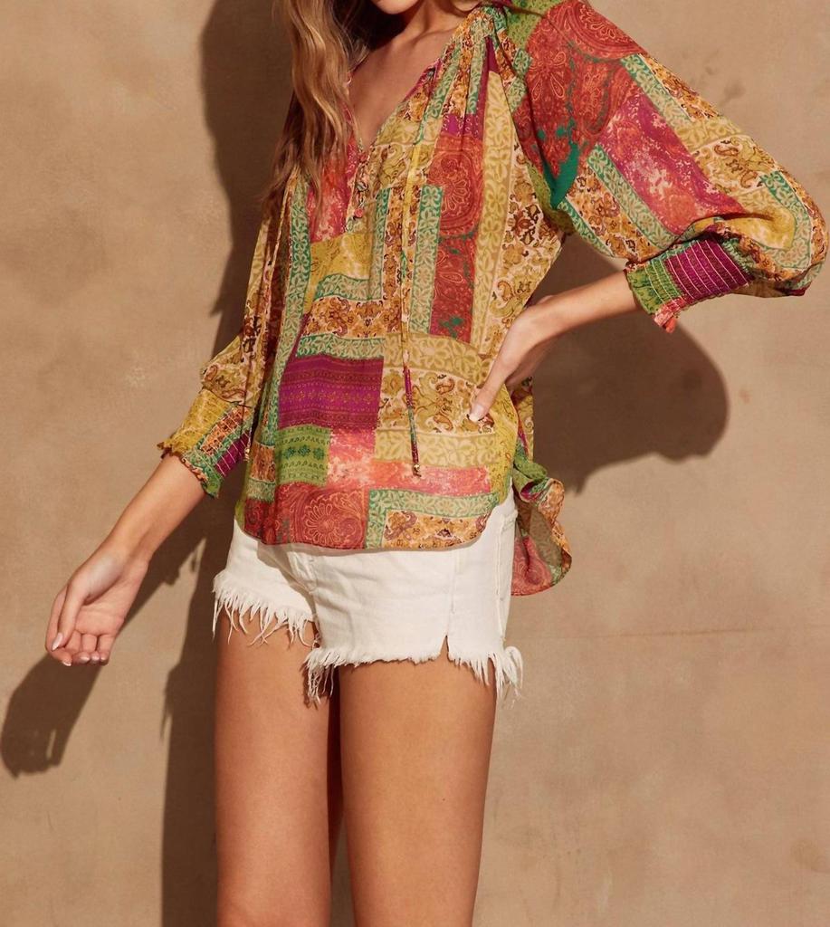 Dress Forum Dress Forum - Aura Smocked Neckline Flowy Blouse