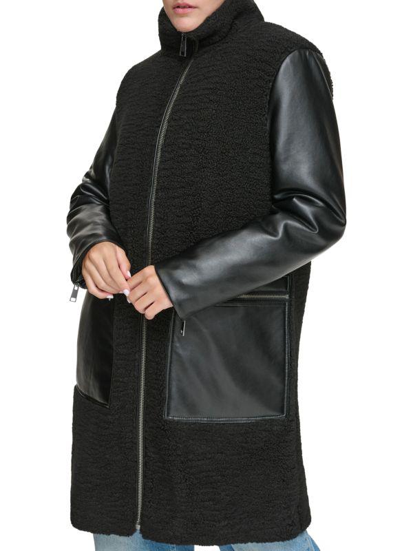 Andrew Marc Tunis Faux Shearling & Faux Leather Zip Jacket