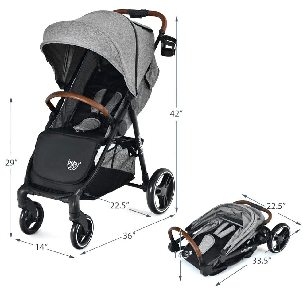 Hivvago Elevated Baby Stroller with Single-Hand Folding Design 3