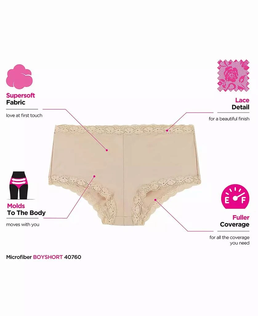 Maidenform Lace Trim Microfiber Boyshort Underwear 40760 4