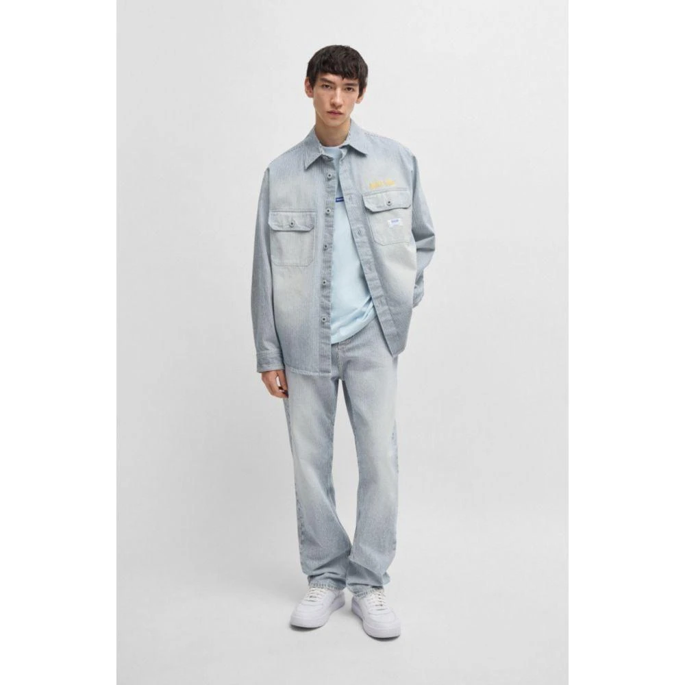 Hugo Boss Baggy-fit jeans in striped blue denim 2