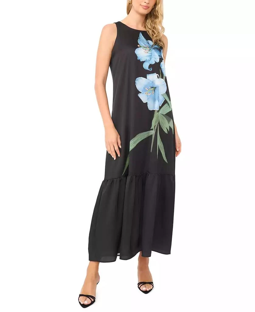 Vince Camuto Women
s Crewneck Drop Waist Tiered Maxi Dress