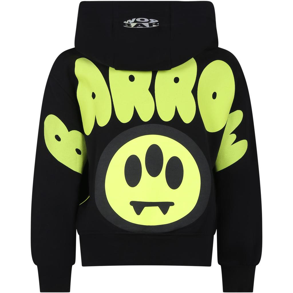 BARROW Black Sweatshirt For Kids With Logo And Iconic Smiley Face