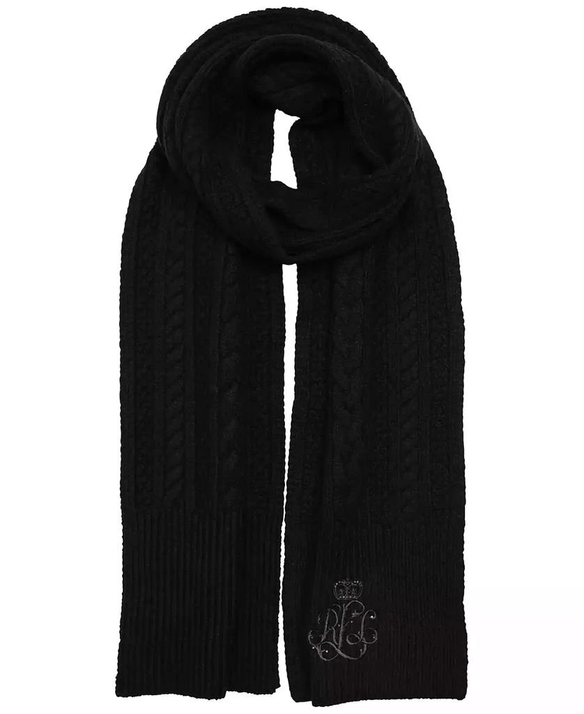 Lauren Ralph Lauren Cable Scarf with Direct Embroidery and Stones 2