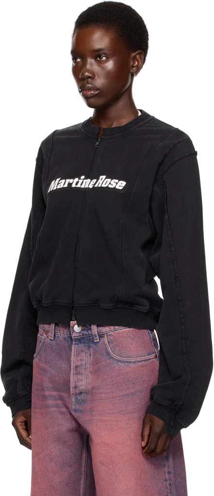 Martine Rose SSENSE Exclusive Black Shrunken Zip Up Crew Jacket 4