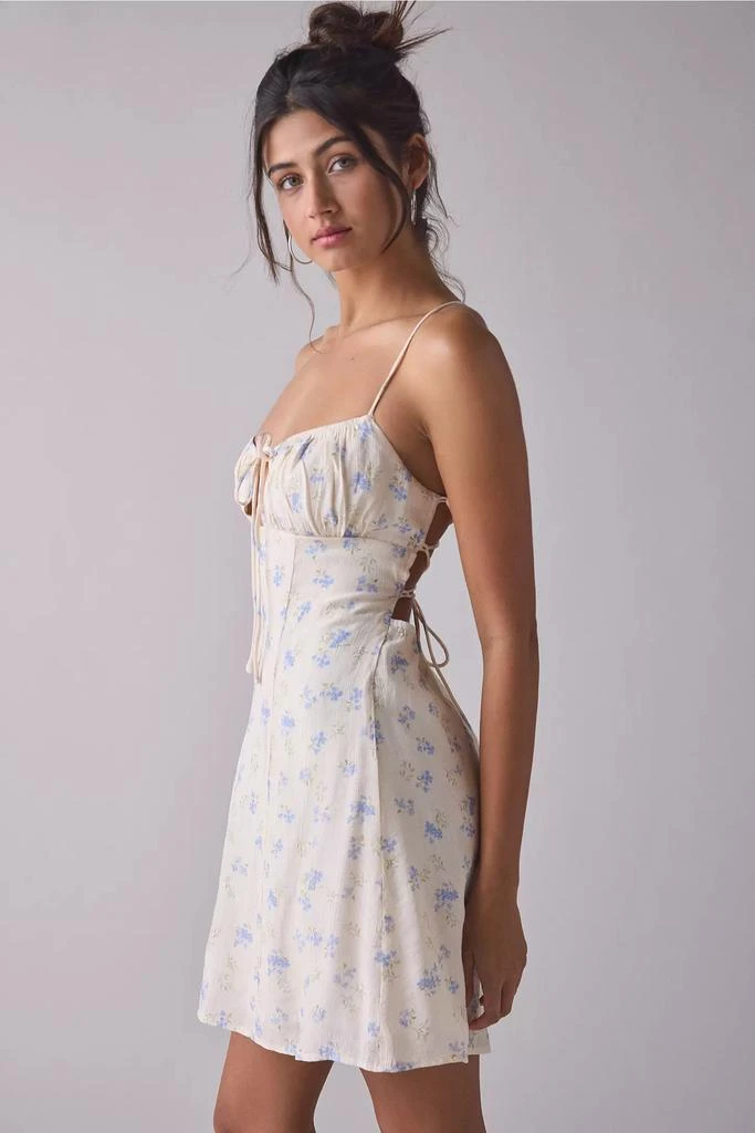 Kiss The Sky Kiss The Sky Blue Floral Lace-Up Open Back Mini Dress 5