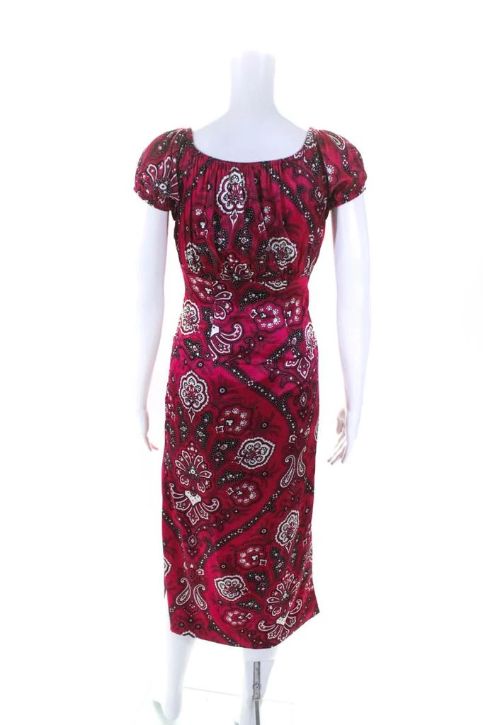 CAROLINE CONSTAS Womens Silk Paisley Print Dresses Pink Black 3
