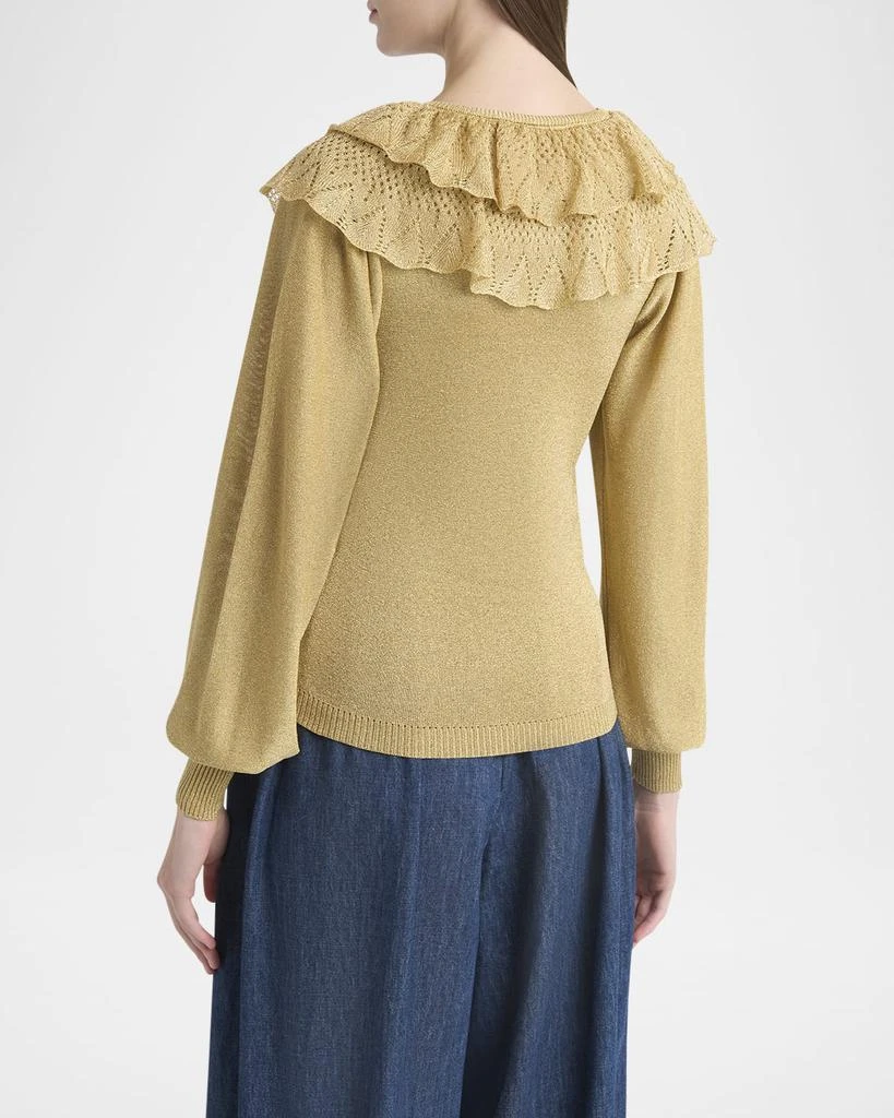 Valentino Ruffle Metallic Knit Sweater 3