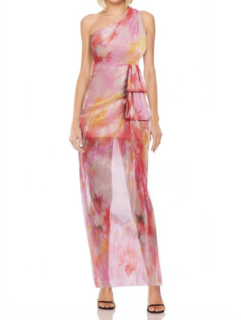 Badgley Mischka Badgley Mischka - Debbie Printed One-shoulder Gown