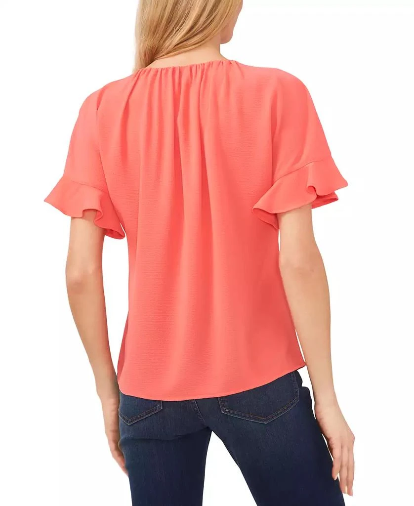 CeCe Women's Short Sleeve Drop Shoulder Wide Scoop Neck Blouse 2