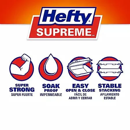 Member's Mark Hefty Supreme Foam Hinged Lid Container, 3-Compartment 125 ct. 4