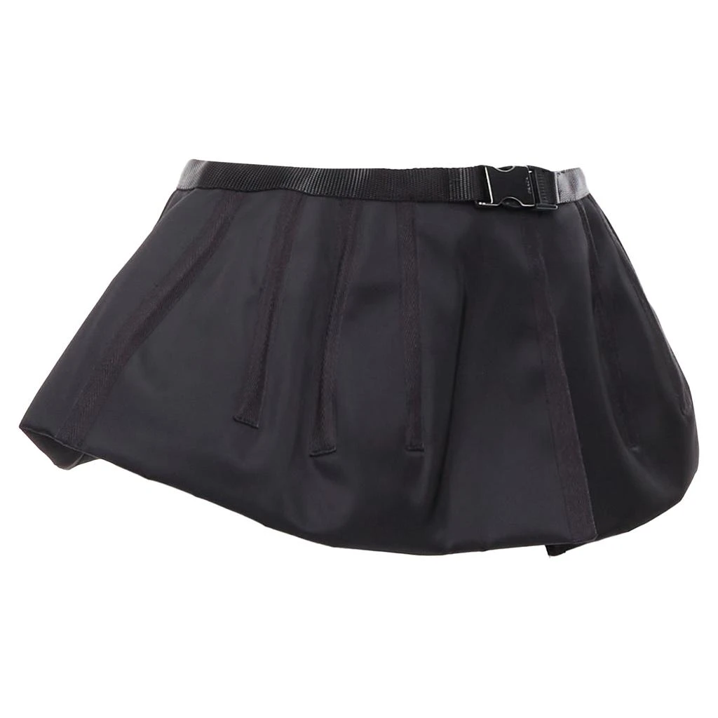 Prada Nylon Silver Logo Buckle Fabric Peplum Belt 3