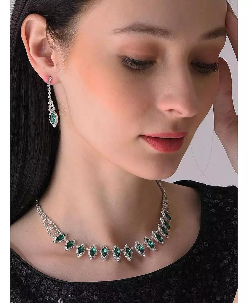 SOHI Silver Plated Designer Stone Necklace And Earring Set 2